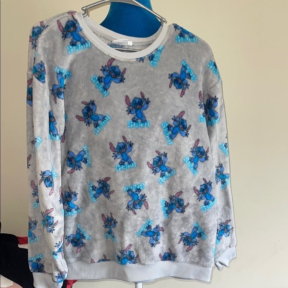 Disney Gray and Blue Stitch Sweatshirt